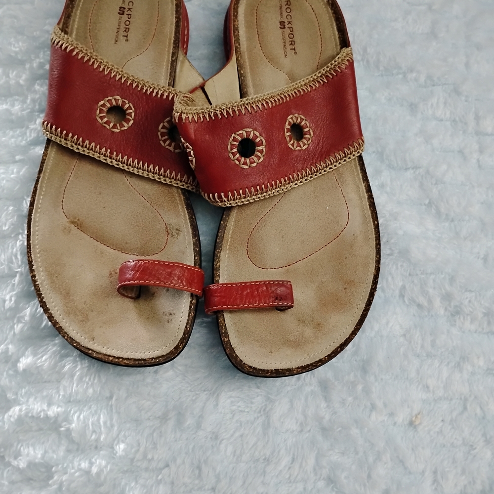 Rockport Red Leather Toe-Loop Sandals